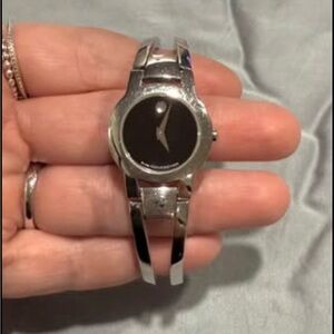 Movado Silver Watch with Black Accents